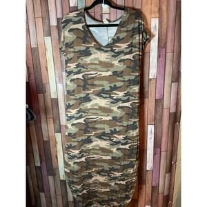 CY Camouflage Maxi Shirt Dress Women’s Size Medium